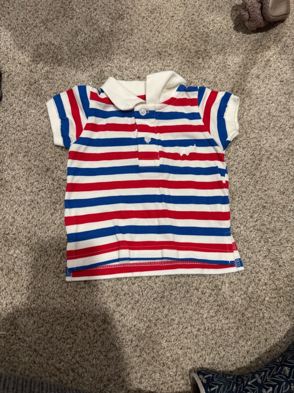 Stripeded Polo Shirt for Kids - Red, White & Blue 6-9 M